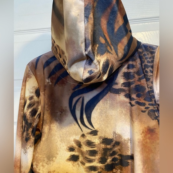 Y2K Kaktus Animal Print Velour Sequin Hoodie Size Small - Picture 9 of 10